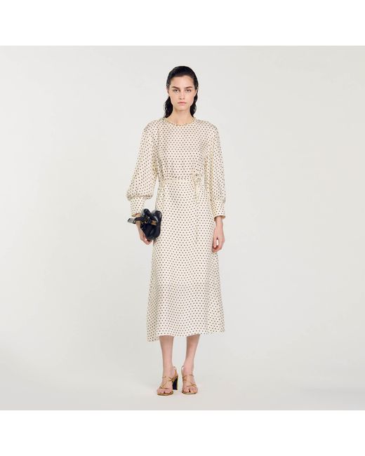 Sandro Natural Polka Dot Maxi Dress