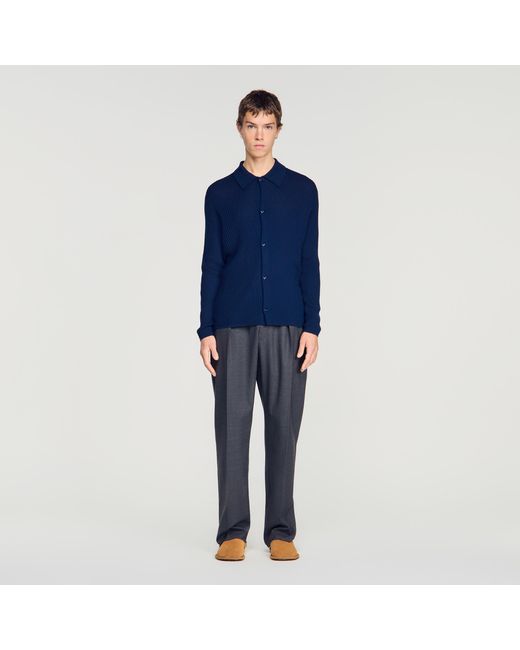 Sandro Blue Rib Knit Shirt for men