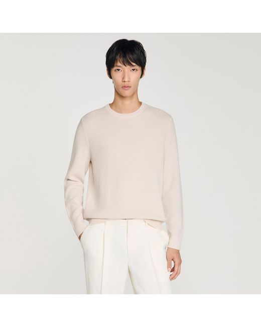 Sandro White Crew-Neck Sweater for men