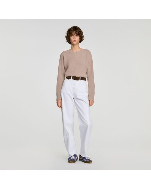 Sandro White Sweater With Removable Scarf
