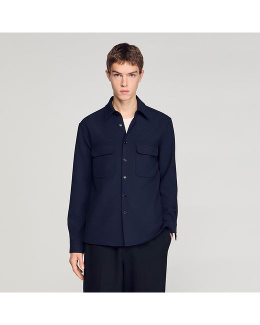 Sandro Blue Patch Pocket Shirt for men
