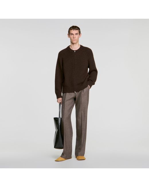 Sandro Brown Zip-Up Bomber Cardigan for men