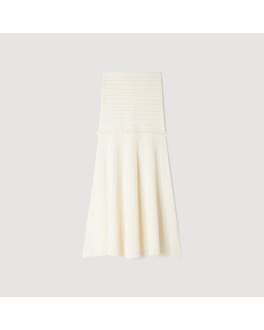 Sandro Natural Pointelle Knit Maxi Skirt
