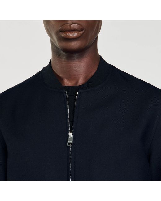 Sandro Blue Zip-Up Varsity Jacket for men