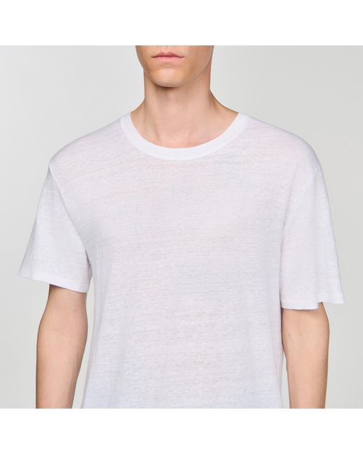 Sandro White Certified Linen T-Shirt for men