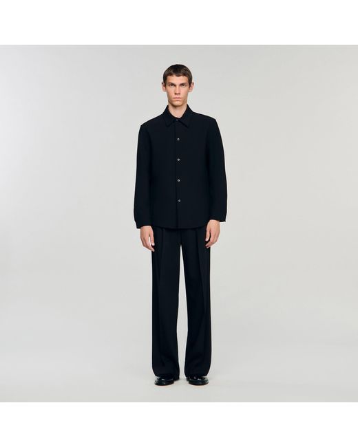 Sandro Blue Long-Sleeved Jersey Shirt for men