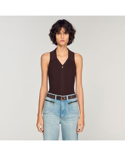 Sandro Brown Suede Belt With Rivets