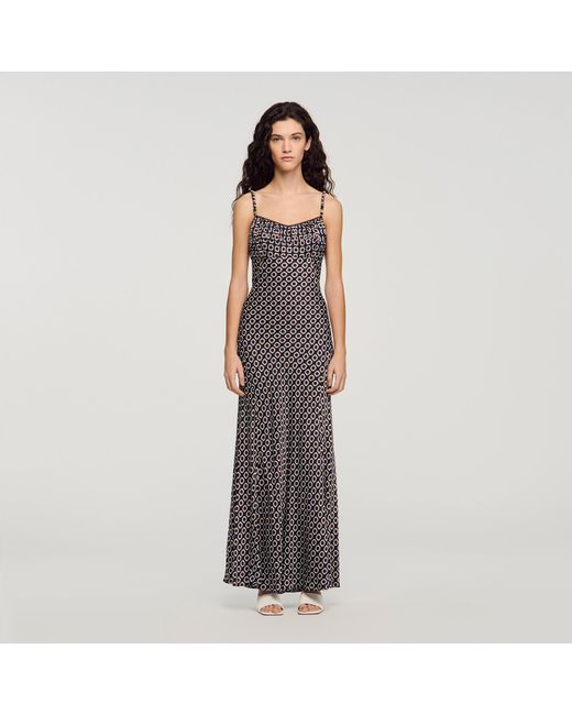 Sandro Gray Floral Slip Maxi Dress