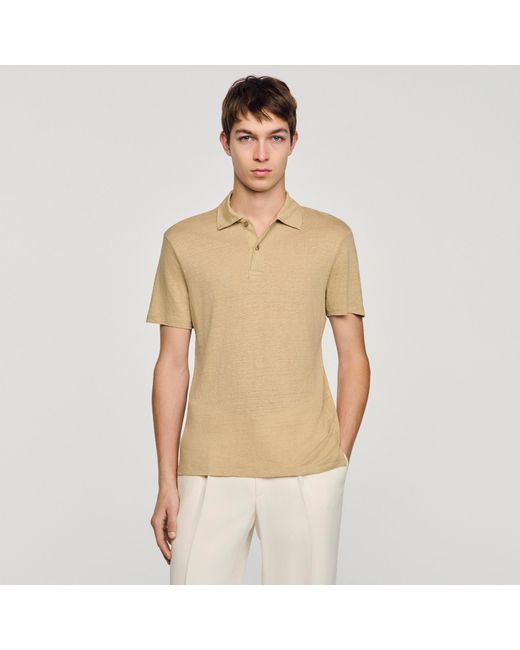 Sandro Natural Linen Polo Shirt for men