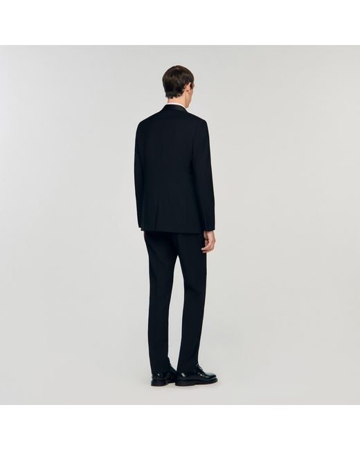 Sandro Blue Wool Jacket With Shawl Collar for men
