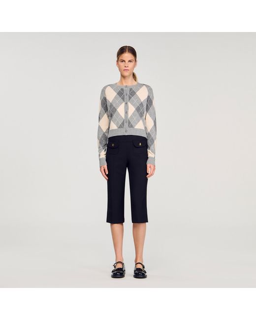 Cardigan à motifs losanges Sandro en coloris Blue