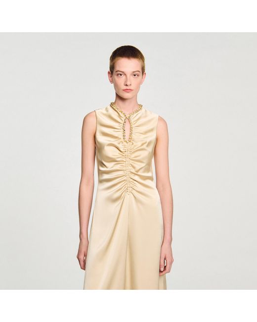 Robe midi à strass Sandro en coloris Natural