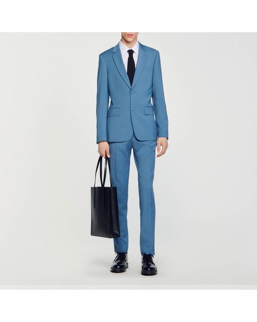 Sandro Blue Wool Suit Jacket for men