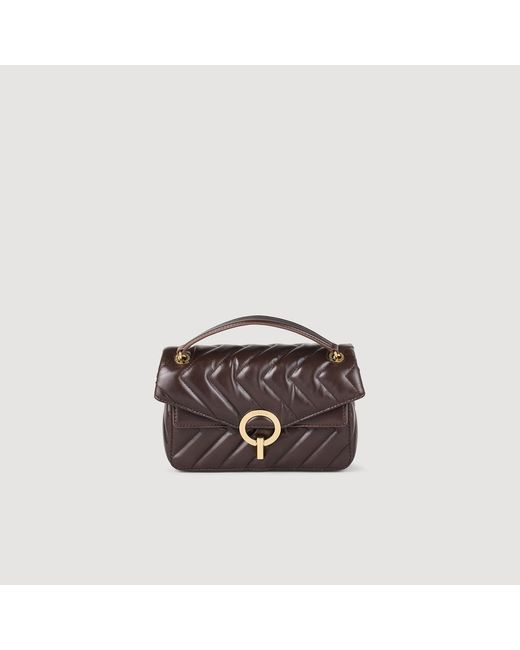 Sandro Brown Yza Small Plain Leather Bag