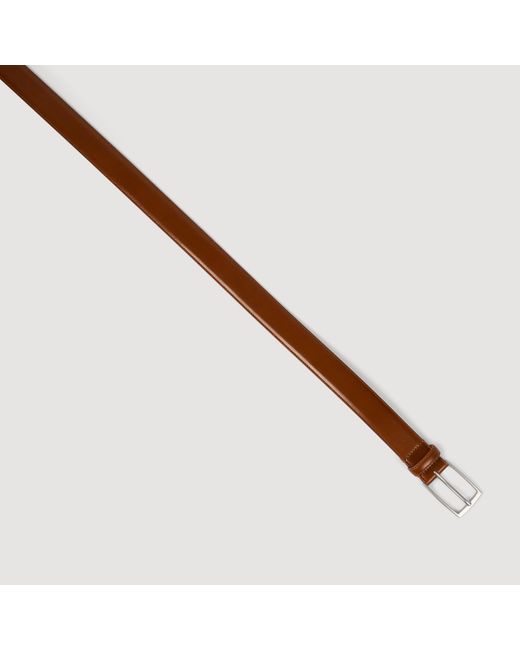 Sandro Brown Glazed Leather Belt for men