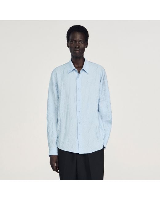 Sandro White Crinkled Effect Shirt for men