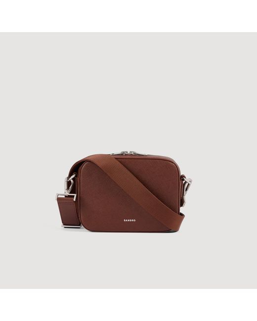 Sandro Brown Small Reconstituted Leather Bag for men