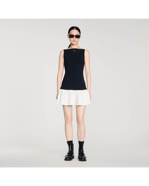 Sandro Black Two-Tone Short Dress