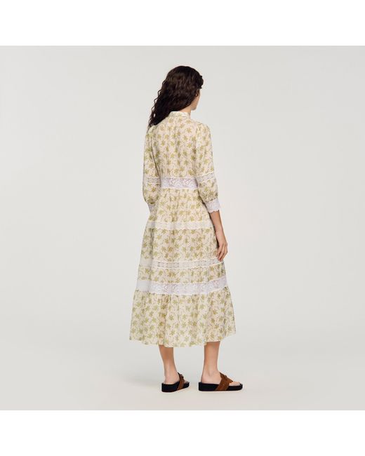 Sandro Natural Floral Lace Maxi Dress