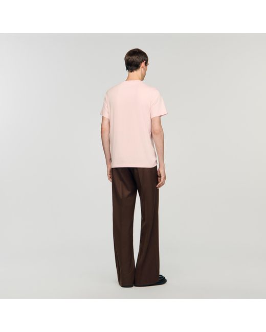 Sandro Pink T-Shirt With Heart Patch for men