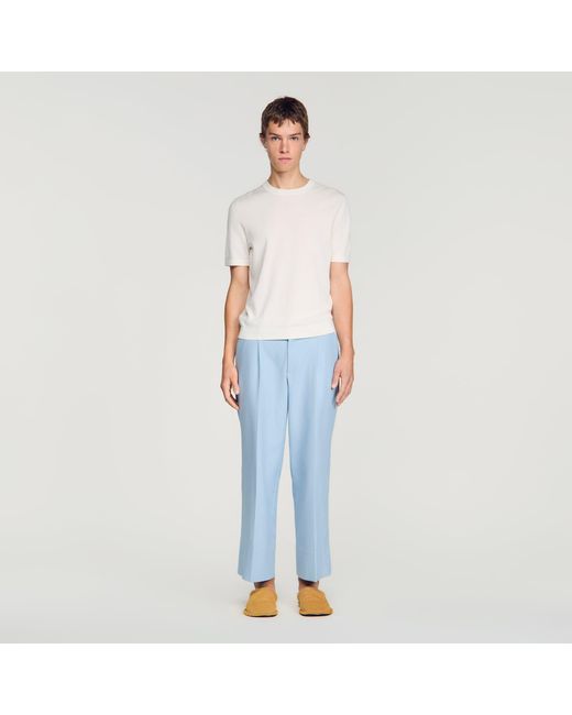 Sandro Blue Knitted T-Shirt for men