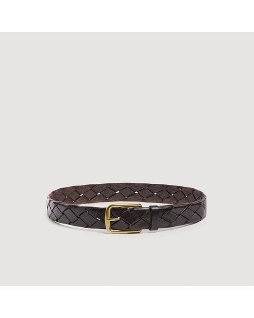Sandro Brown Braided Veg-Tanned Leather Belt for men