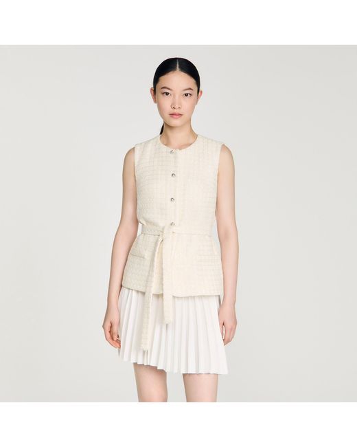 Sandro Natural Two-Material Short Dress