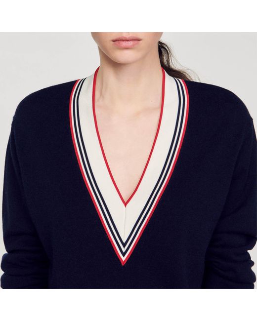 Sandro Blue Wool And Cashmere Jumper