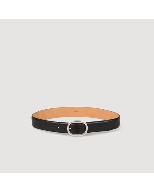 Sandro Black Leather Belt for men