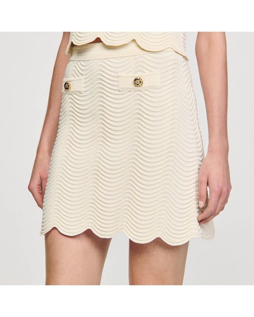 Sandro Natural Short Knitted Skirt