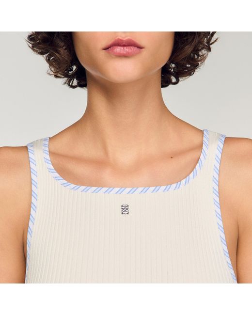 Sandro Blue Ribbed Vest Top