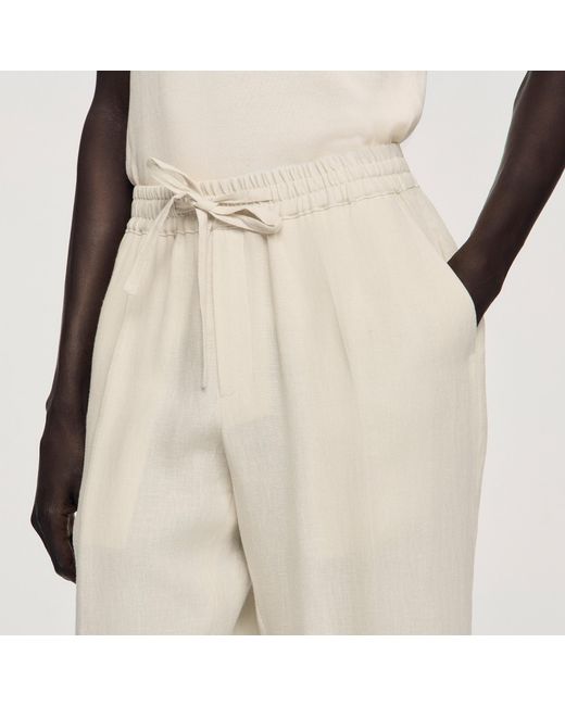 Sandro Natural Elasticated Linen Trousers for men
