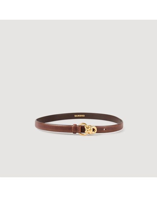 Sandro Brown Slim Leather Belt