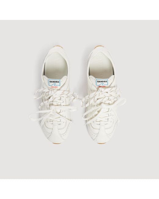 Sandro White Light Wave Leather Trainers