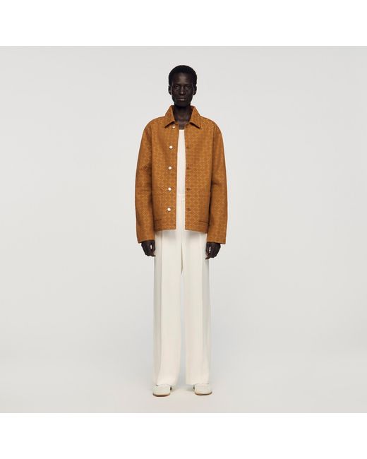 Sandro Brown Square Cross Denim Jacket for men