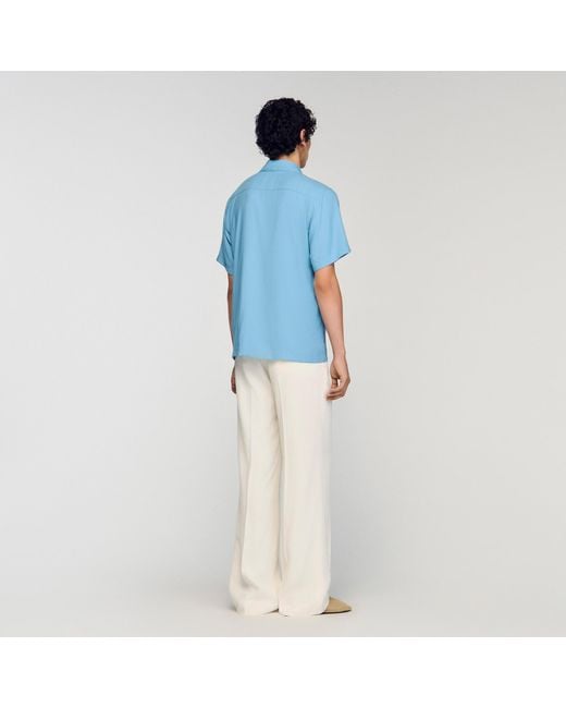 Sandro Blue Loose-Fit Shark Collar Shirt for men