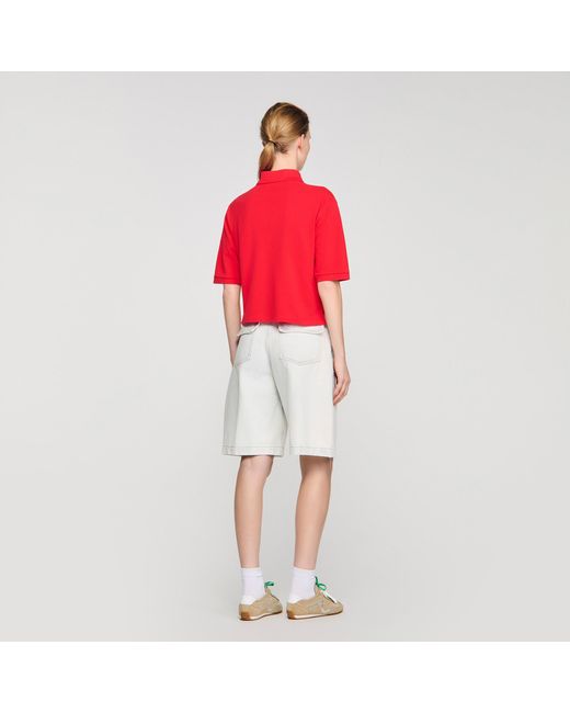 Sandro Red Fancy Button Polo Shirt