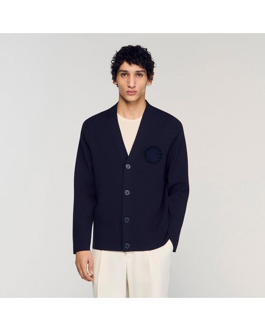 Sandro Blue Flower Crochet Cardigan for men