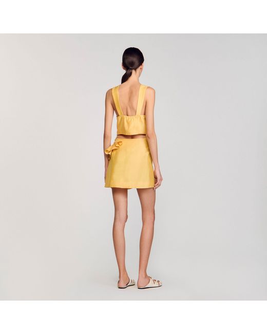 Sandro Metallic Short Skirt With Ruffled Detail