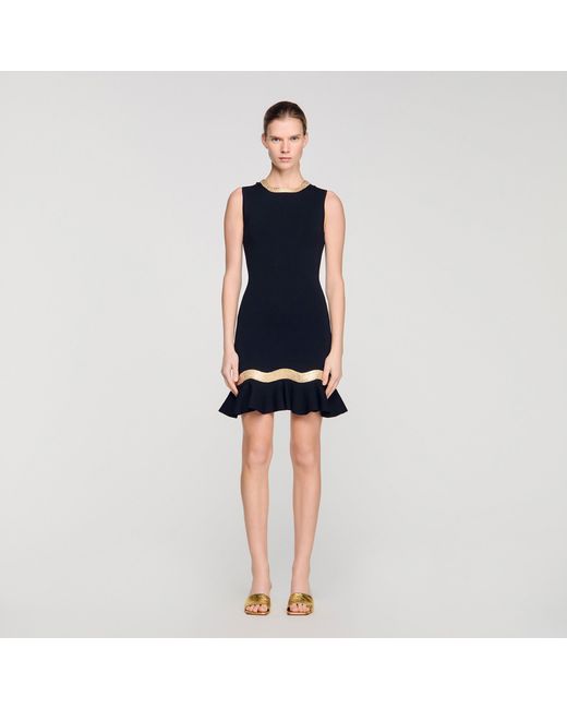 Sandro Blue Metal Chain Knit Short Dress