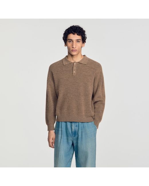 Sandro Blue Alpaca Polo Shirt for men