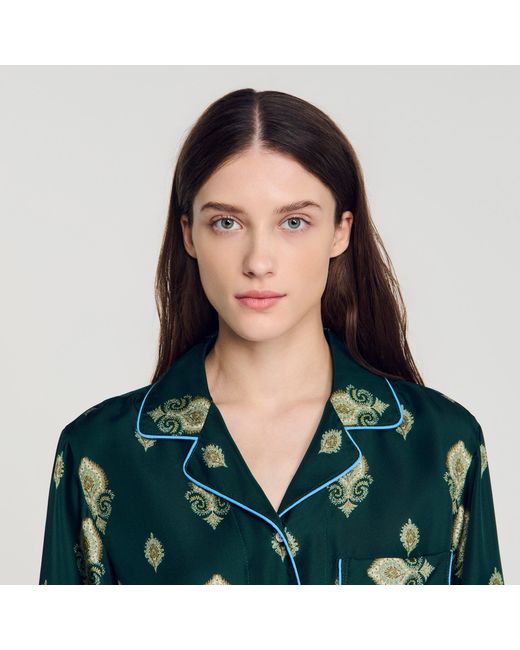 Sandro Blue Paisley Print Pyjama Shirt