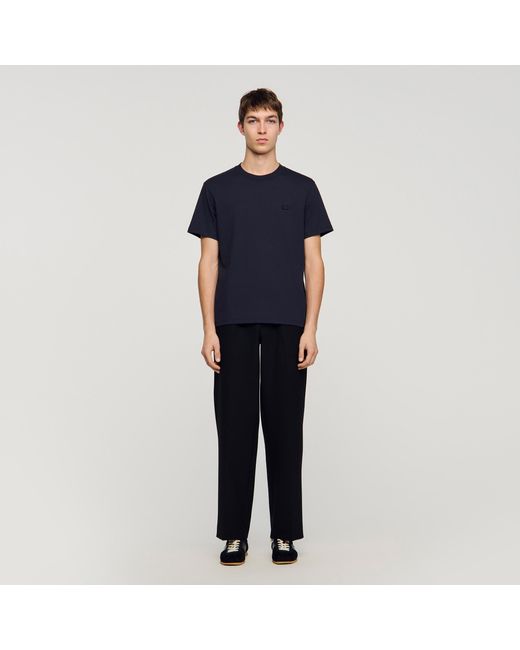 Sandro Blue T-Shirt With Double S Patch for men