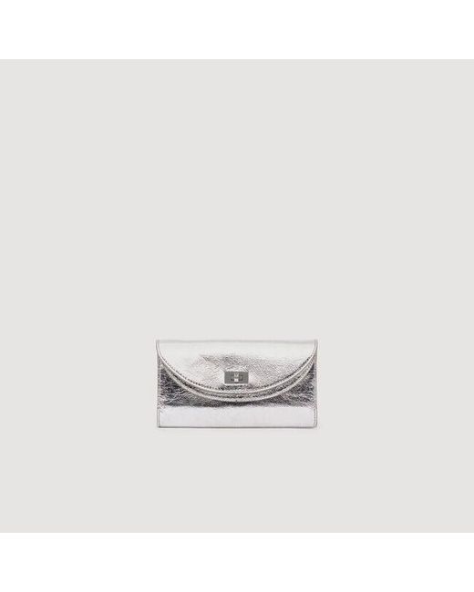 Sandro White Mambo Leather Clutch