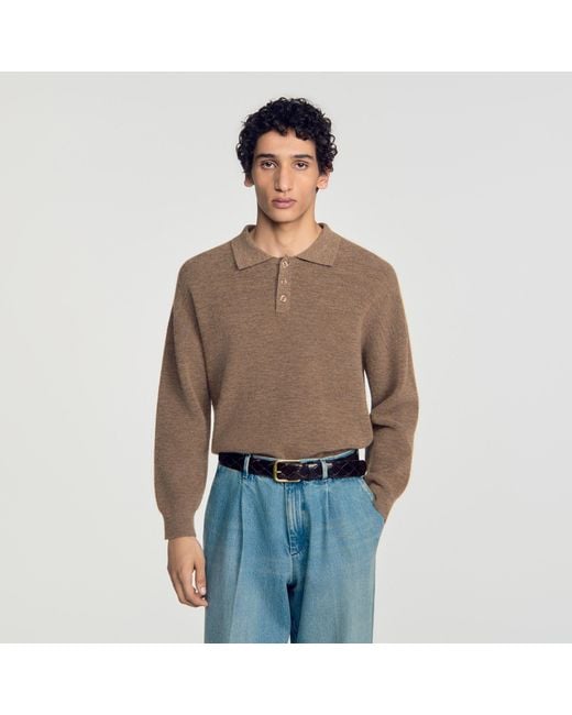 Sandro Brown Braided Veg-Tanned Leather Belt for men