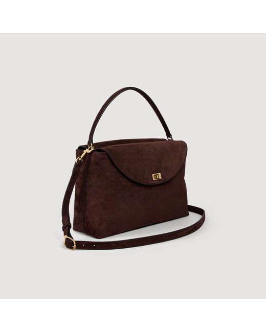 Sandro Brown Le Grand Bazaar Leather & Suede Bag