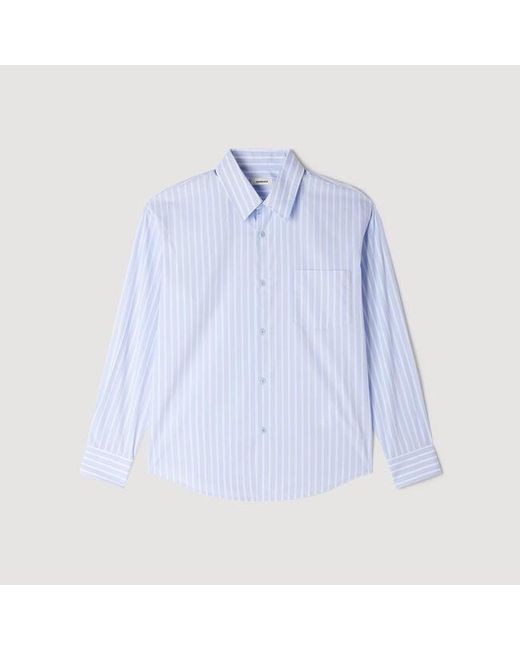 Sandro Blue Striped Cotton Shirt for men
