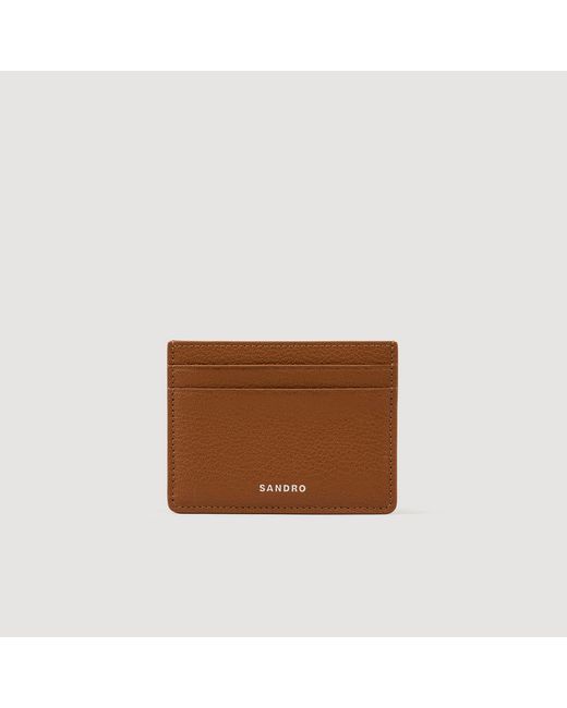 Sandro Brown Grained Leather Cardholder for men