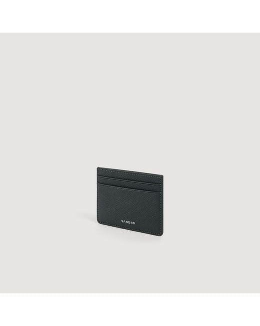 Sandro Black Reconstituted Leather Card Holder for men