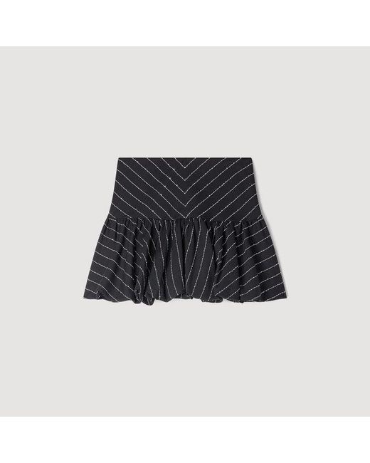 Sandro Black Short Striped Sequin Skirt